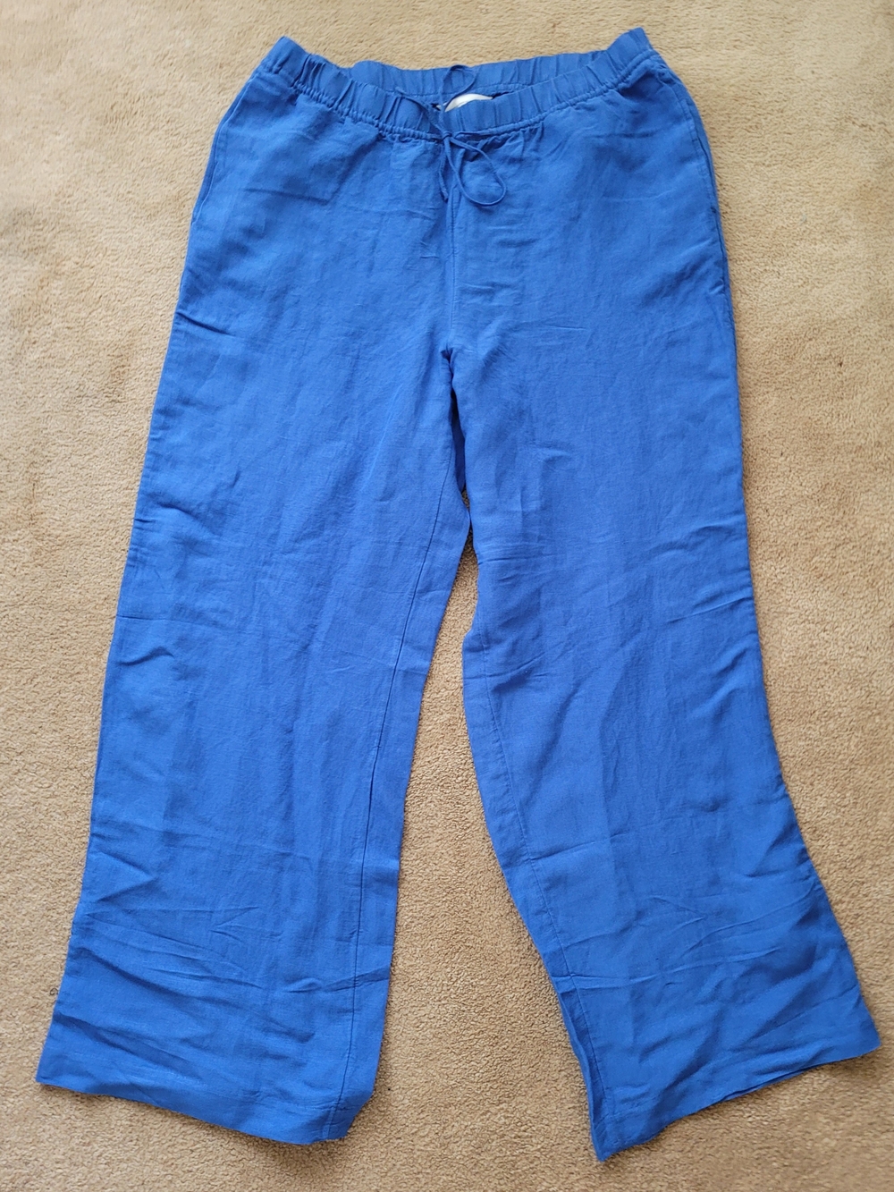 H&M Wide-Leg Drawstring Pants in Bright Blue